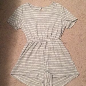 Grey and white stripped romper